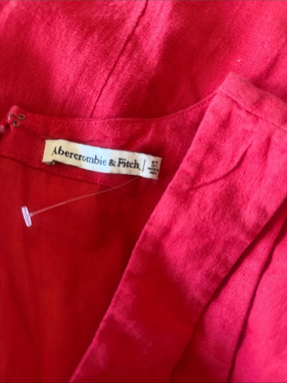 NWOT Abercrombie & Fitch Red Sheath Maxi Dress Sleeveless Square Neck Linen ST